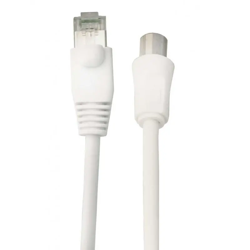 CORDON BALUN  RJ45 / TV connecteur IEC 9,52 BLANC 2 Mètres TONNA
