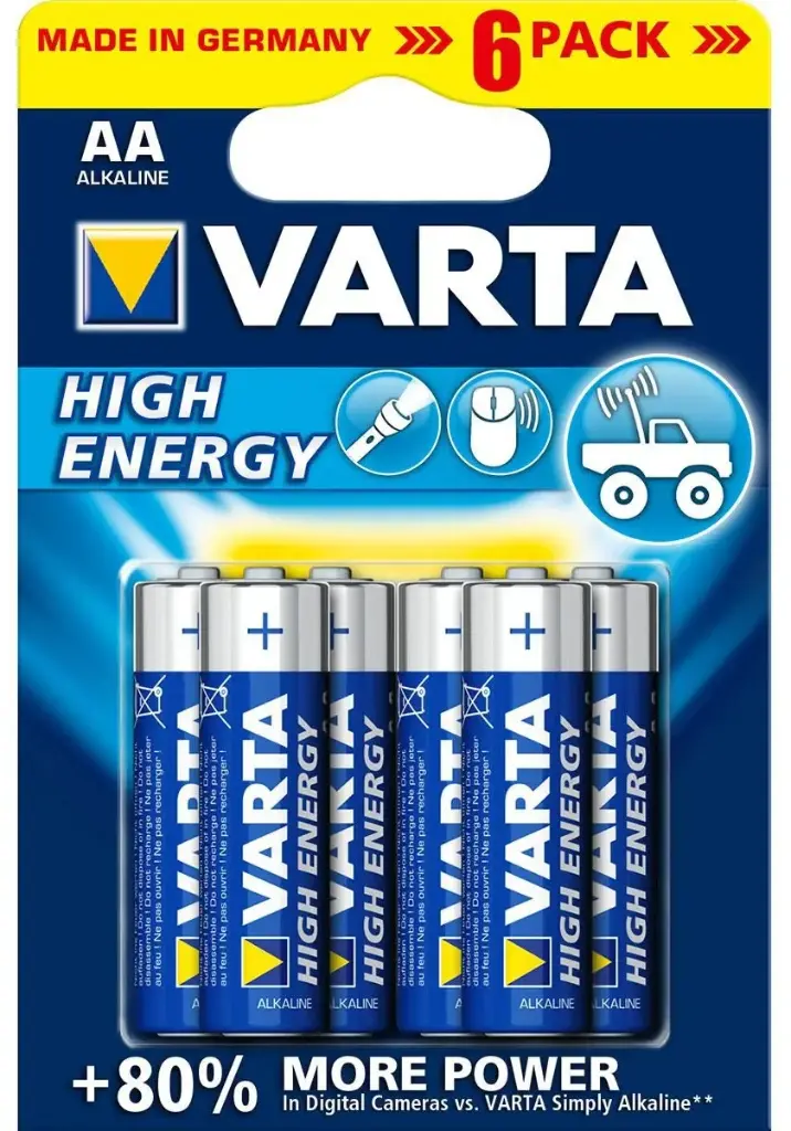 BLISTER DE 6 PILES HIGH ENERGY AA/LR6 VARTA