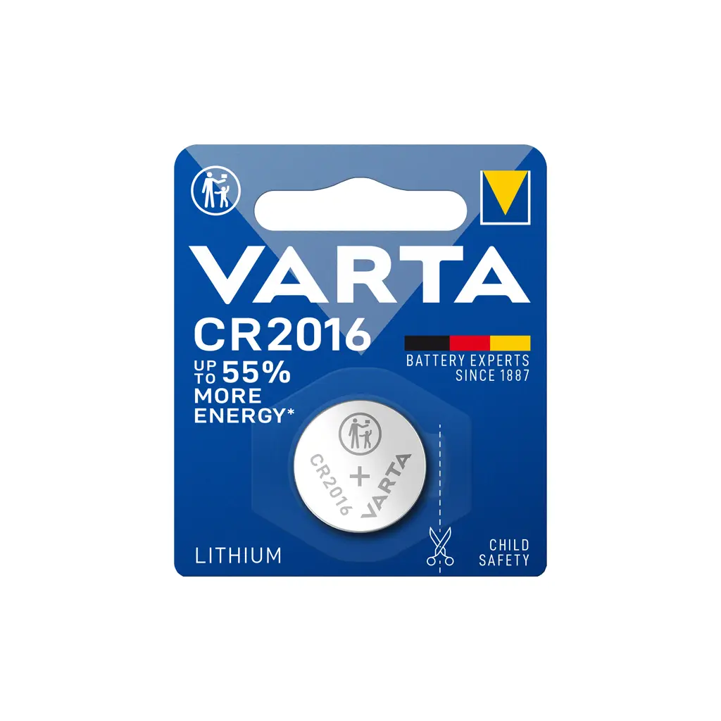BLISTER 1 PILE BOUTON LITHIUM CR2016 VARTA