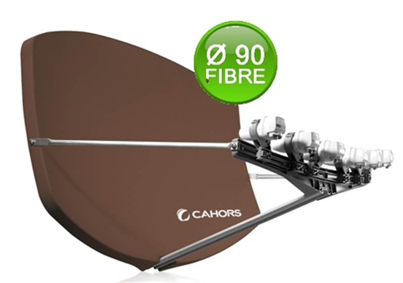 PARABOLE  Ø 90 CM FIBRE MULTISATELLITE BRUNE + 4 SUPPORTS CAHORS