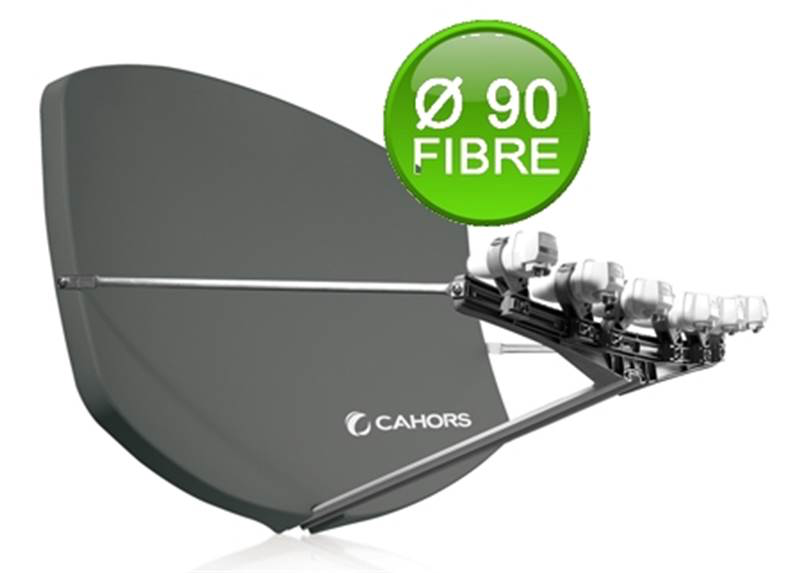PARABOLE  Ø 90 CM FIBRE MULTISATELLITE GRISE + 4 SUPPORTS CAHORS