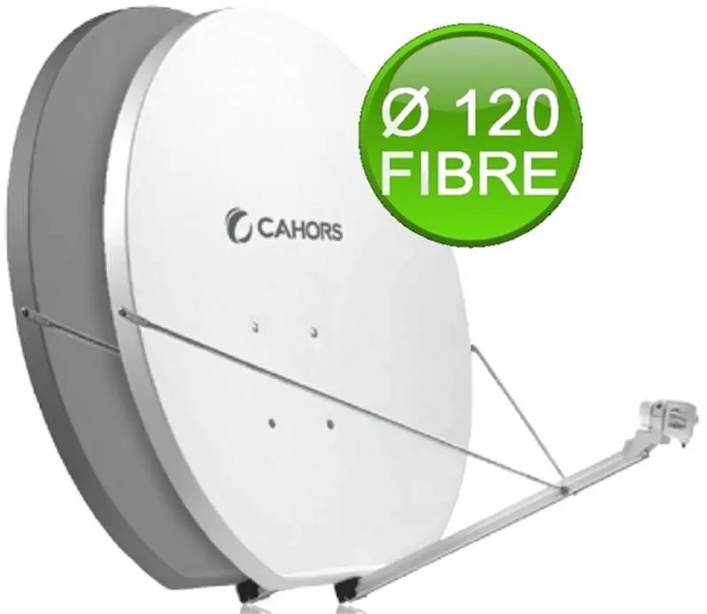 PARABOLE Ø 1.20 M FIBRE BLANCHE MONTURE AZ/EL 0-57° sans LNB CAHORS
