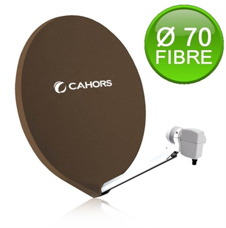 PARABOLE Ø 70 CM FIBRE BRUNE, arrière COMPO + LNB CAHORS