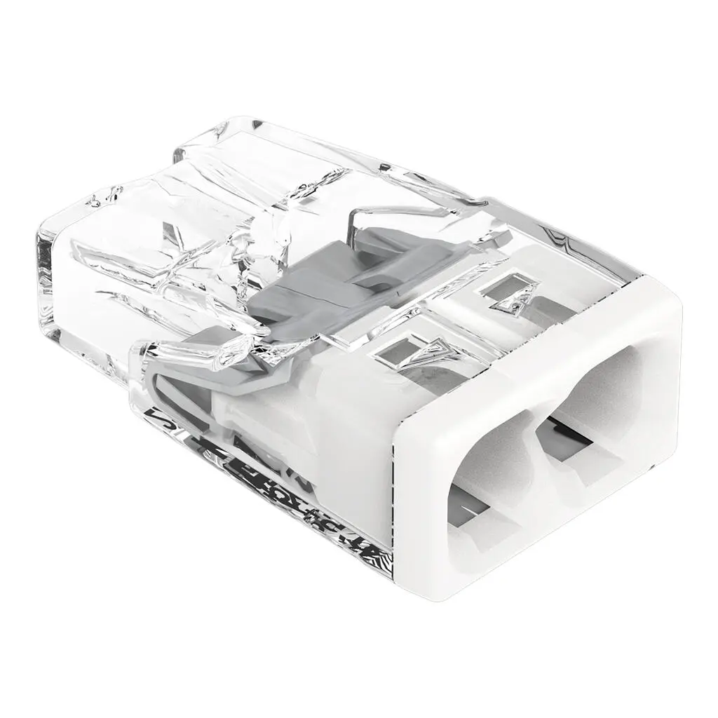 BORNE 2 x 0,5 à 2,5 mm² TRANSPARENTE BLANCHE WAGO