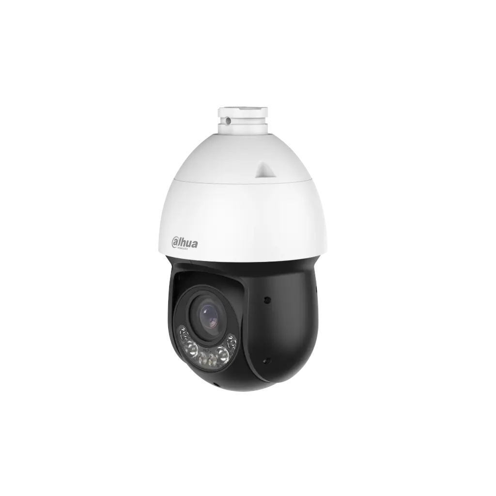 Dôme PTZ IP blanc - 4 MP - VF motorisé 5-125 mm IR 100 m + Warm Light 100 m - WizSense - Smart Dual Light SMD 4.0 - Détection de visage - Protection périmétrique - AcuPick - IP67 - 12 VDC / PoE DAHUA 