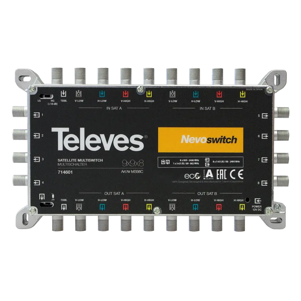 MULTISWITCH AUTONOME ou CASCADABLE 9x9x8"F" TELEVES 