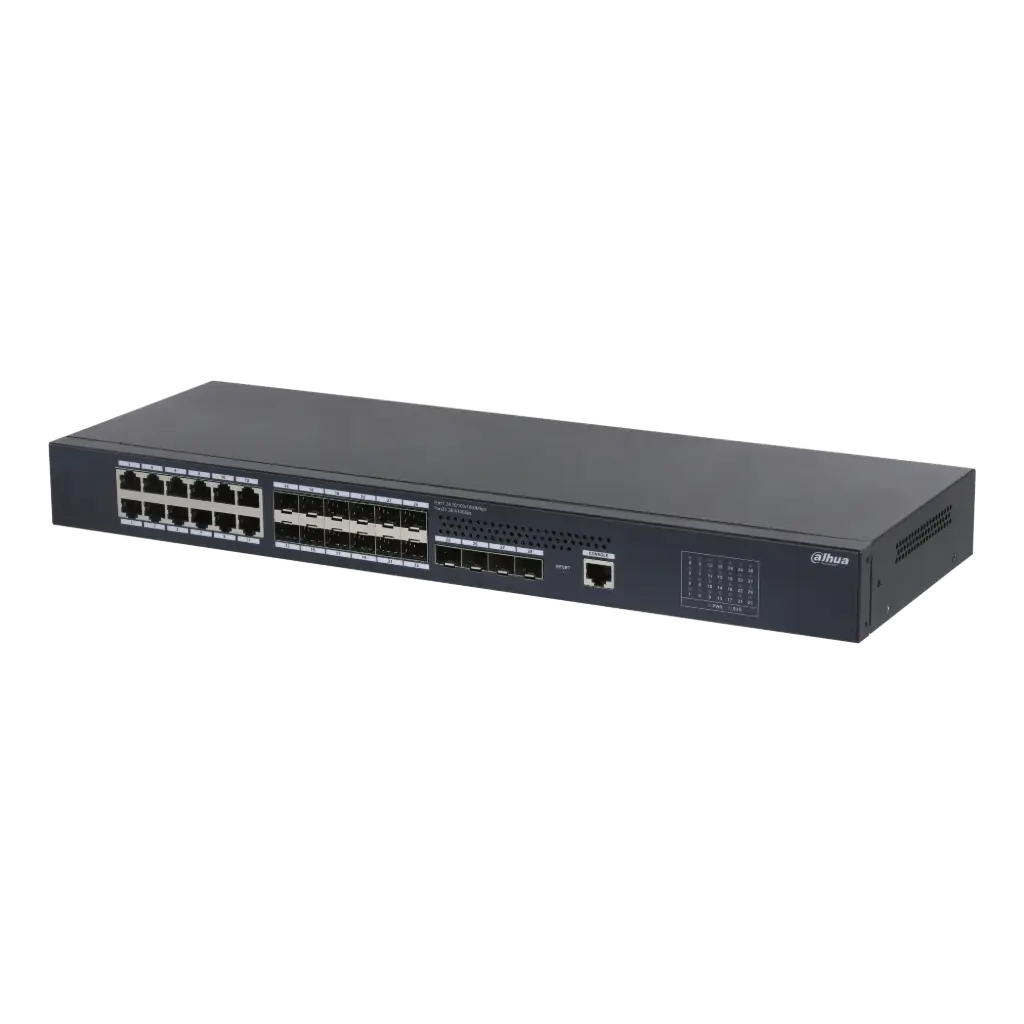 SWITCH MANAGEABLE L2+ 28 PORTS GIGABIT (12 RJ45, 12 SFP, 4 SFP+ 10G) DAHUA 