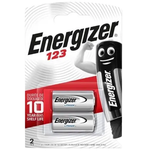 LOT DE 2 PILES LITHIUM CR123 ENERGIZER