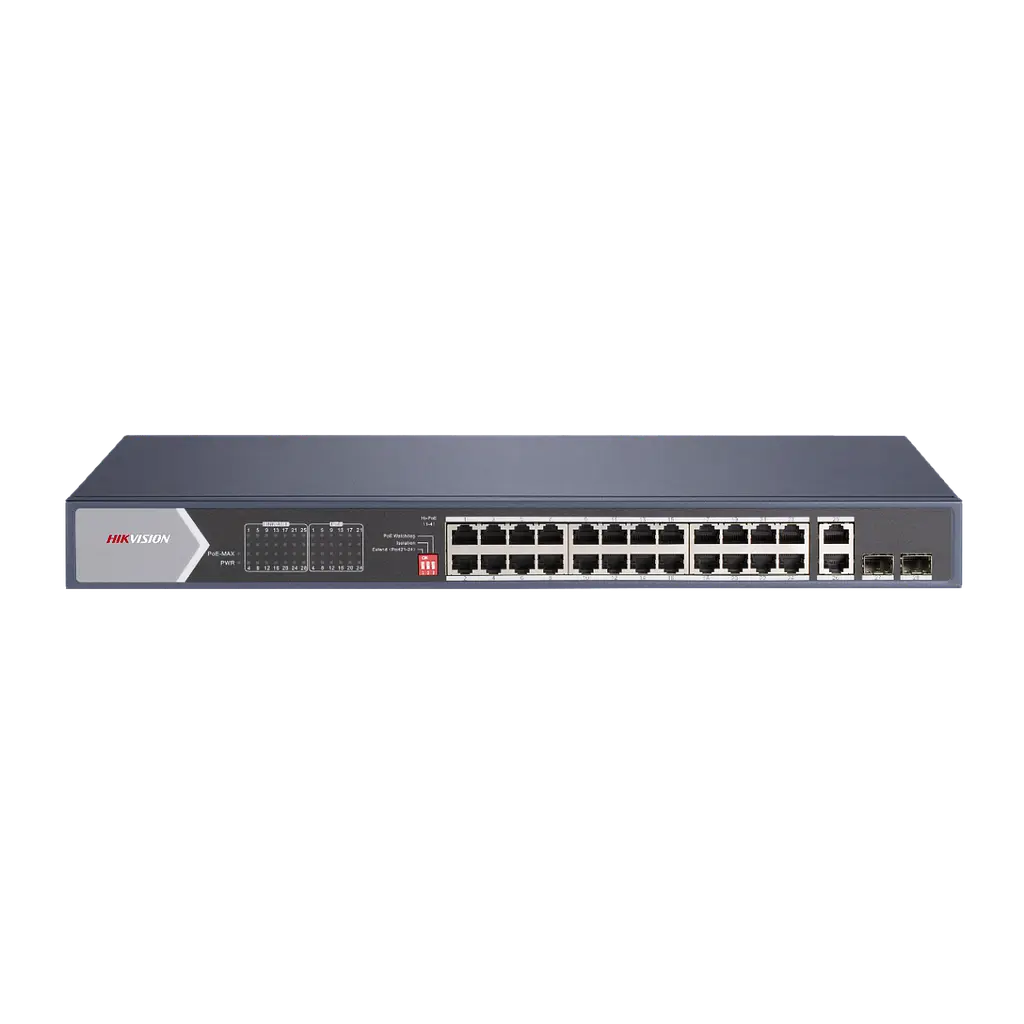 SWITCH 24 PORTS POE 225W +2 BASE 1000 ET 2 SFP HIKVISION