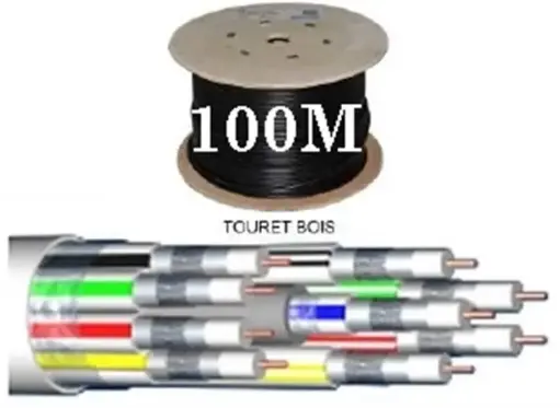 [ELB9X17VATC] CABLE COAXIAL Ø 6,8 mm 9 EN 1 - 17VATC classe A - 3 GHZ BLANC (touret bois 100m) ELBAC