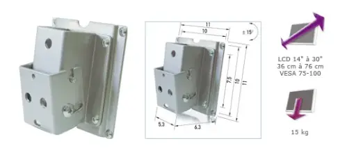 [ERA2423] SUPPORT MURAL INCLINABLE à ± 15° pour LCD 15" - 23" APPLIK ERARD