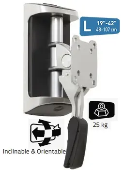 [ERA2559] SUPPORT MURAL 2 AXES : 1 INCLINAISON -24°/+5°, 1 ORIENTATION à ±45° 