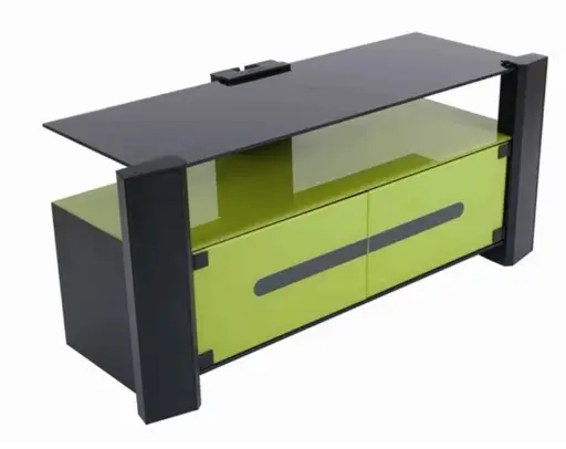[ERA36241] MEUBLE ARCHI 3 PLATEAUX VERRE 2 PORTES - VERT ERARD