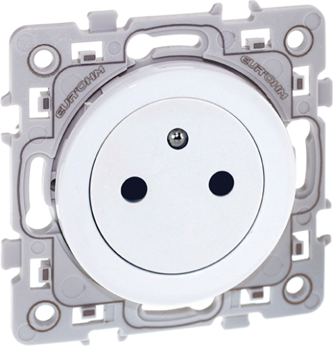 [EUR60239] PRISE 2P+T AFFLEURANTE BLANC SQUARE EUR'OHM
