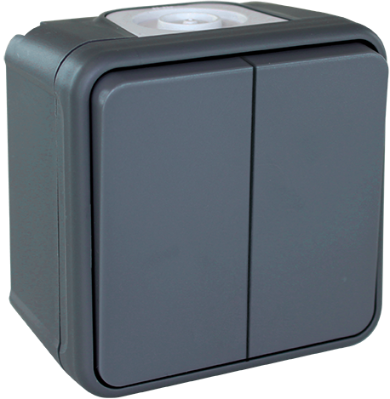 [EUR60802] MONOBLOC ETANCHE DOUBLE VA ET VIENT 10 A OXXO GRIS EUR'OHM