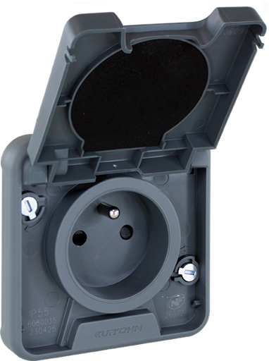 [EUR60845] COMPOSABLE PRISE 2P+T 16A IP55 OXXO GRIS EUR'OHM 