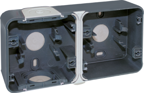 [EUR60861] BOITE SAILLIE IP55 2 POSTES HORIZONTAUX OXXO GRIS EUR'OHM