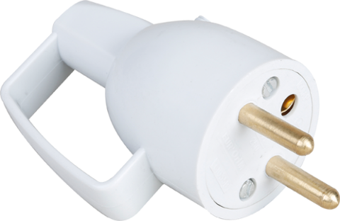[EUR61035] FICHE MALE 16 A 2P+T A COIFFE AVEC ANNEAU  DROITE BLANCHE EUR'OHM