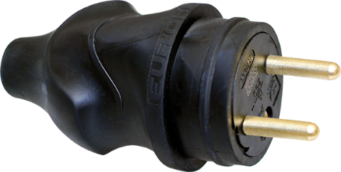 [EUR61055] FICHE MALE 16 A 2P+T CAOUTCHOUC IP 44 SANS BAGUE EUR'OHM