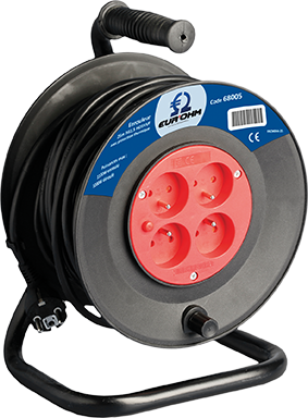 [EUR68005] ENROULEUR H05 RN-F 3G 1.5mm²  25m NOIR 4 PRISES 2P+T  EUR'OHM