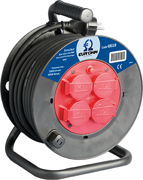 [EUR68028] ENROULEUR H07 RN-F 3G2.5mm²  40m NOIR 4 PRISES 2P+T IP44 EUR'OHM