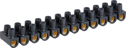 [EUR70004] BARRETTE DE CONNEXION NOIRES A PLOTS EN LAITON 16 mm² EUR'OHM