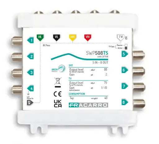 [FRASWP508TS] COMMUTATEUR  COMPACT 5 ENTREES  8 SORTIES ACTIF/PASSIF FRACARRO