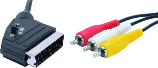 [ITC6528] CORDON PERITEL Mâle / 3 RCA Mâles - Entrée / Sort. COMMUTABLE 1.50 M 