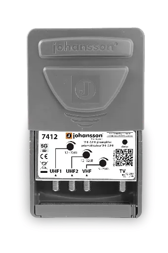 [JOH7412DC] PREAMPLI 3 ENTREES DAB 5-23dB / 2X UHF 12-32 dB  PASSAGE CC JOHANSSON