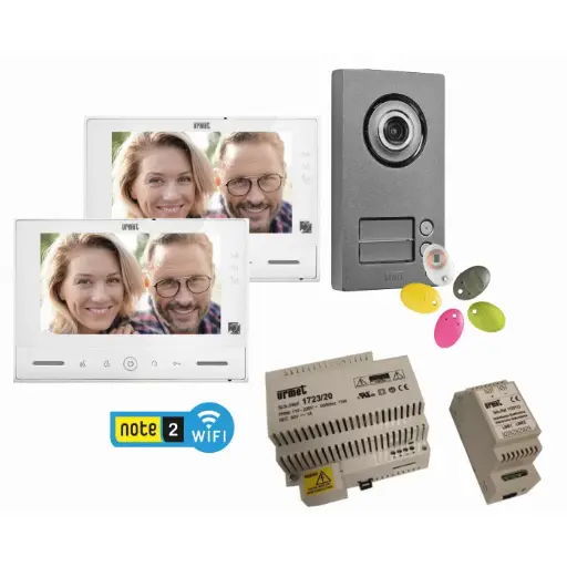 [URM1723/96U] KIT VIDEO NOTE 2 - 1 PLATINE 2 BP + 2 MONITEURS WIFI URMET
