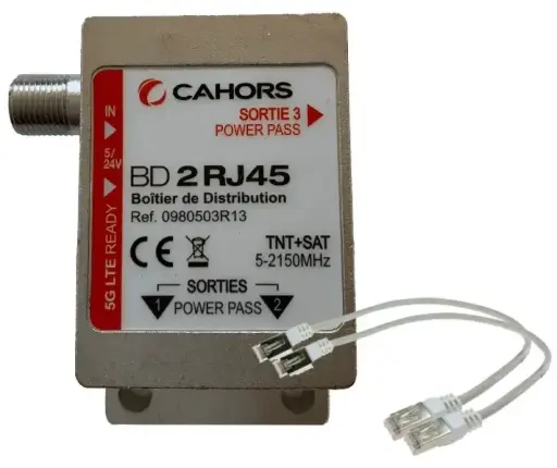 [VIS0980507R13] KIT BOITIER DE DISTRIBUTION TNT+SAT SUR RJ45+2 CORDONS RJ 30CM CAHORS
