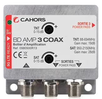 [VISBDAMP3COAX] Boîtier d'amplification TNT+SAT avec 2 sorties coaxiales CAHORS