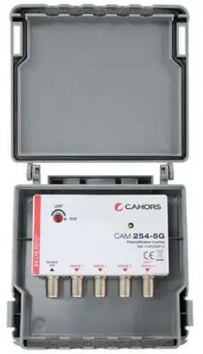 [VISCAM254-5G] PRE-AMPLIFICATEUR SEUL 4 sorties UHF 5-25dB 5G CAHORS