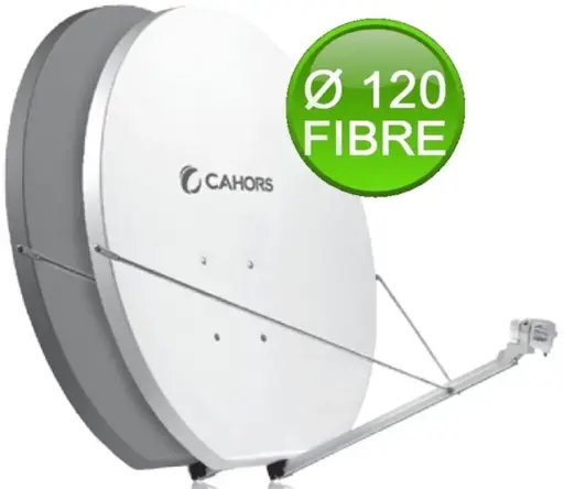 [VISPARA120] PARABOLE Ø 1.20 M FIBRE BLANCHE MONTURE AZ/EL 0-57° sans LNB CAHORS