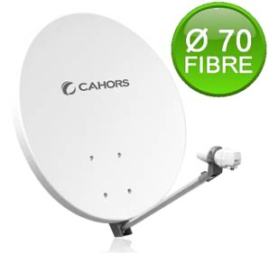[VISSMC70CPUNI] PARABOLE Ø 70 CM FIBRE BLANCHE, arrière COMPO + LNB CAHORS