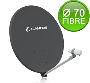 [VISSMC70GCPUNI] PARABOLE Ø 70 CM FIBRE GRISE, arrière COMPO + LNB CAHORS