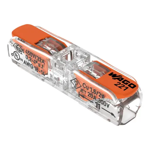 [WAG221-2411] BORNE DE PASSAGE A LEVIERS 2 x 4 mm²  MAXI  WAGO