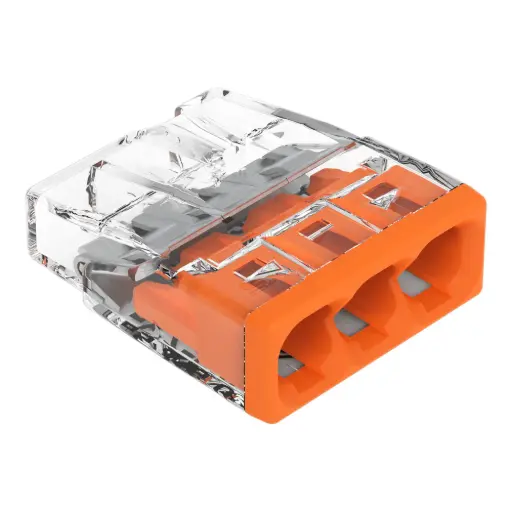 [WAG2273-203] BORNE 3 x 0,5 à 2,5 mm² TRANSPARENTE ORANGE WAGO