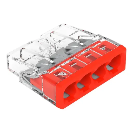 [WAG2273-204] BORNE 4 x 0,5 à 2,5 mm² TRANSPARENTE ROUGE WAGO