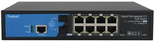 [ELBS40934-01-B0] SWITCH 120W MANAGEABLE L2 - 8×1Gbps/POE+ & 2×1Gbps JUMBO FRAME ELBAC